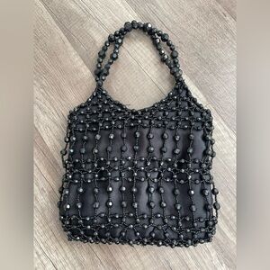 Small beaded black Whimsigoth pearl clutch evening bag Lolita goth formal weddin
